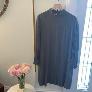 Ganni Gray long sleeve knee length shift dress M